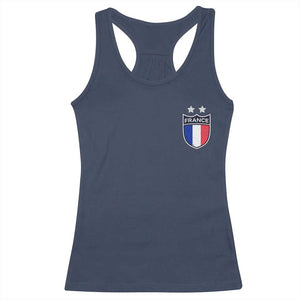 Vintage France Football Crest Two Stars French Flag Racerback Tank Top