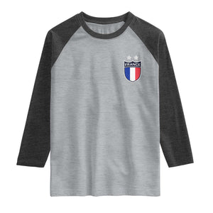 Vintage France Football Crest Two Stars French Flag Raglan Shirt