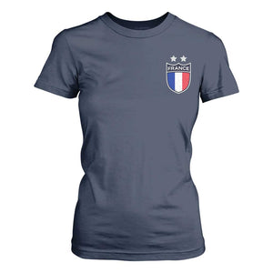 Vintage France Football Crest Two Stars French Flag T Shirt For Women