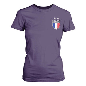 Vintage France Football Crest Two Stars French Flag T Shirt For Women