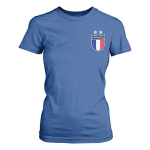 Vintage France Football Crest Two Stars French Flag T Shirt For Women