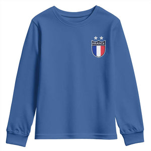 Vintage France Football Crest Two Stars French Flag Youth Sweatshirt