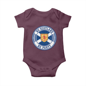 No Scotland No Party Baby Onesie Scottish Lion Rampant Crest Vintage Saltire Flag