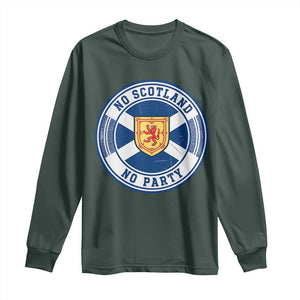No Scotland No Party Long Sleeve Shirt Scottish Lion Rampant Crest Vintage Saltire Flag