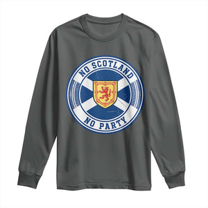 No Scotland No Party Long Sleeve Shirt Scottish Lion Rampant Crest Vintage Saltire Flag