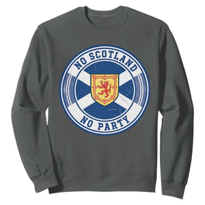 No Scotland No Party Sweatshirt Scottish Lion Rampant Crest Vintage Saltire Flag