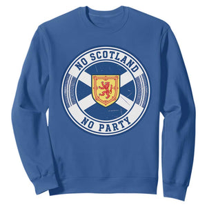No Scotland No Party Sweatshirt Scottish Lion Rampant Crest Vintage Saltire Flag