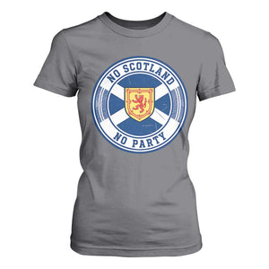 No Scotland No Party T Shirt For Women Scottish Lion Rampant Crest Vintage Saltire Flag