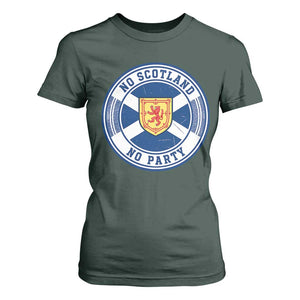 No Scotland No Party T Shirt For Women Scottish Lion Rampant Crest Vintage Saltire Flag