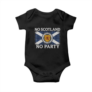 No Scotland No Party Baby Onesie Lion Rampant Crest Scottish Tartan Flag