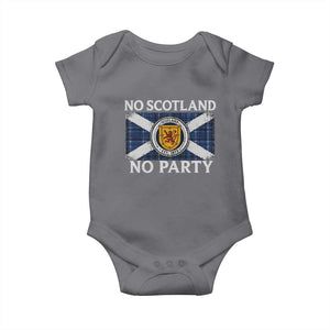No Scotland No Party Baby Onesie Lion Rampant Crest Scottish Tartan Flag
