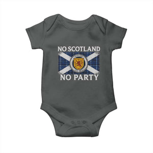 No Scotland No Party Baby Onesie Lion Rampant Crest Scottish Tartan Flag