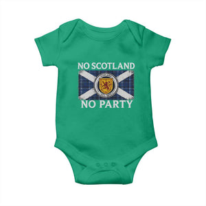 No Scotland No Party Baby Onesie Lion Rampant Crest Scottish Tartan Flag