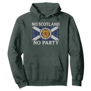 No Scotland No Party Hoodie Lion Rampant Crest Scottish Tartan Flag