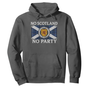 No Scotland No Party Hoodie Lion Rampant Crest Scottish Tartan Flag