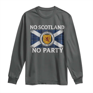 No Scotland No Party Long Sleeve Shirt Lion Rampant Crest Scottish Tartan Flag