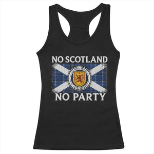 No Scotland No Party Racerback Tank Top Lion Rampant Crest Scottish Tartan Flag