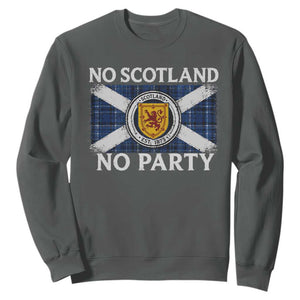 No Scotland No Party Sweatshirt Lion Rampant Crest Scottish Tartan Flag