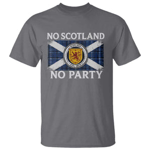 No Scotland No Party T Shirt Lion Rampant Crest Scottish Tartan Flag