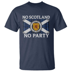 No Scotland No Party T Shirt Lion Rampant Crest Scottish Tartan Flag