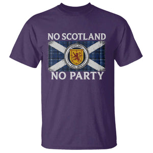 No Scotland No Party T Shirt Lion Rampant Crest Scottish Tartan Flag