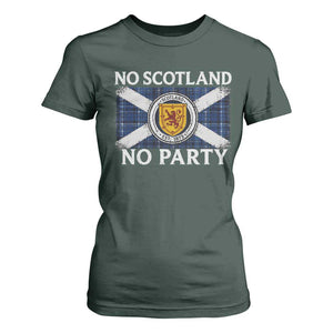 No Scotland No Party T Shirt For Women Lion Rampant Crest Scottish Tartan Flag
