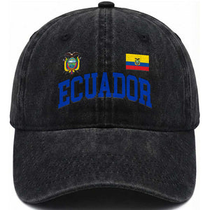 Ecuador Vintage Throwback Soccer Jersey Style Washed Cotton Baseball Cap Ecuadorian Hispanic Heritage