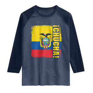 Chucha Funny Ecuadorian Slang Vintage Ecuador Flag Raglan Shirt