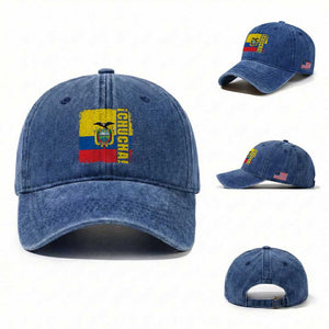 Chucha Funny Ecuadorian Slang Vintage Ecuador Flag Washed Cotton Baseball Cap