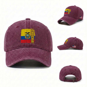 Chucha Funny Ecuadorian Slang Vintage Ecuador Flag Washed Cotton Baseball Cap