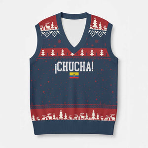 Chucha Funny Ecuadorian Slang Ecuador Flag Latino Saying V-Neck Knit Sweater Vest