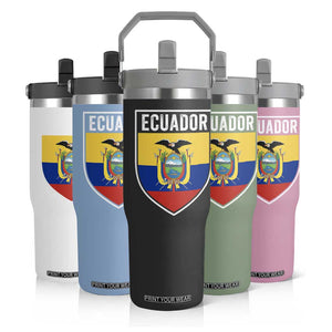 Ecuador Vintage Soccer Crest Escudo Ecuadorian Coat of Arms Flip Straw Tumbler