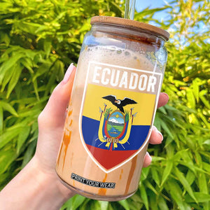 Ecuador Vintage Soccer Crest Escudo Ecuadorian Coat of Arms Glass Can