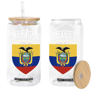 Ecuador Vintage Soccer Crest Escudo Ecuadorian Coat of Arms Glass Can