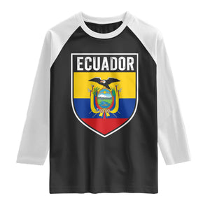 Ecuador Vintage Soccer Crest Escudo Ecuadorian Coat of Arms Raglan Shirt