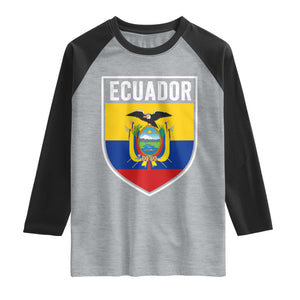 Ecuador Vintage Soccer Crest Escudo Ecuadorian Coat of Arms Raglan Shirt