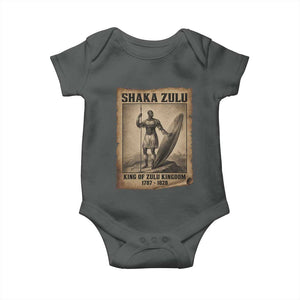 Shaka Zulu Baby Onesie King of Zulu Kingdom Indigenous African Tribe TS11 Dark Heather Print Your Wear