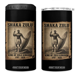 Shaka Zulu 4 in 1 Can Cooler Tumbler King of Zulu Kingdom Indigenous African Tribe