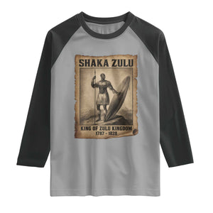 Shaka Zulu Raglan Shirt King of Zulu Kingdom Indigenous African Tribe TS11 Sport Gray Black Print Your Wear