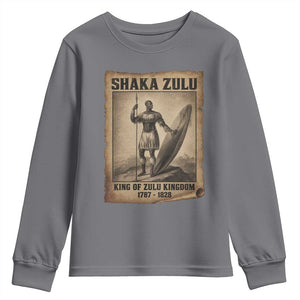 Shaka Zulu Youth Sweatshirt King of Zulu Kingdom Indigenous African Tribe TS11 Charcoal Print Your Wear