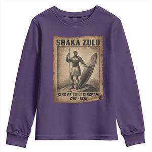 Shaka Zulu Youth Sweatshirt King of Zulu Kingdom Indigenous African Tribe TS11 Purple Print Your Wear