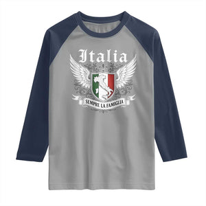Italy Italia Sempre La Famiglia Raglan Shirt Family Is Everything Italian Saying TS11 Sport Gray Navy Print Your Wear