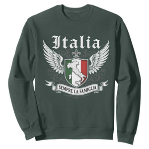 Italy Italia Sempre La Famiglia Sweatshirt Family Is Everything Italian Saying TS11 Dark Forest Green Print Your Wear