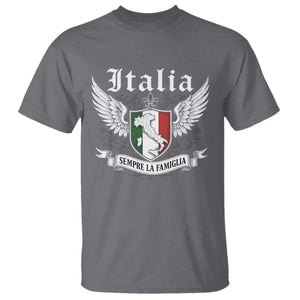 Italy Italia Sempre La Famiglia T Shirt - Family Is Everything Italian Saying Heritage Tee TS11 Charcoal Print Your Wear
