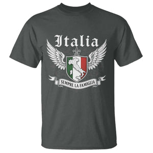 Italy Italia Sempre La Famiglia T Shirt - Family Is Everything Italian Saying Heritage Tee TS11 Dark Heather Print Your Wear