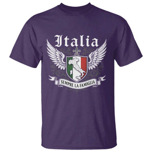Italy Italia Sempre La Famiglia T Shirt - Family Is Everything Italian Saying Heritage Tee TS11 Purple Print Your Wear