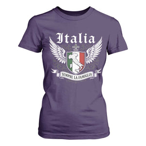 Italy Italia Sempre La Famiglia T Shirt For Women Family Is Everything Italian Saying TS11 Purple Print Your Wear