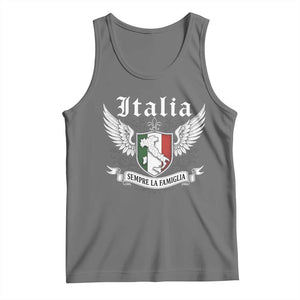 Italy Italia Sempre La Famiglia Tank Top Family Is Everything Italian Saying TS11 Black Heather Print Your Wear