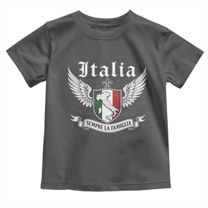Italy Italia Sempre La Famiglia Toddler T Shirt Family Is Everything Italian Saying TS11 Dark Heather Print Your Wear