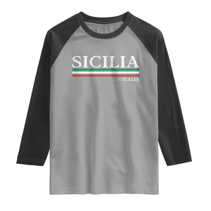 Sicily Sicilian Italian Flag Souvenirs Medusa Raglan Shirt TS11 Sport Gray Black Print Your Wear